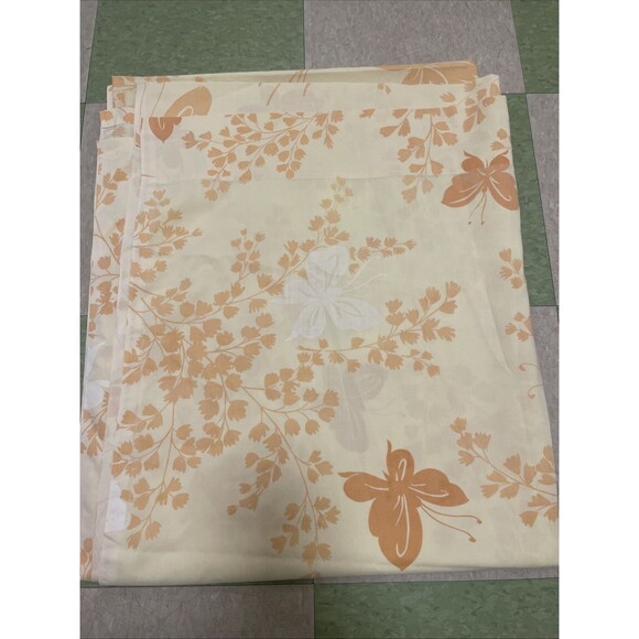 Vintage Peach Orange on Cream Springmaid MARIPOSA Butterfly Double Flat Sheet - Picture 4 of 7